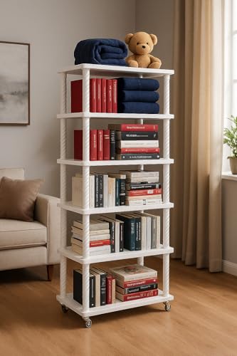 Image of Book Self - Layer Portable Book Shelf, Kids Books Racks for Home Plastic, Bookshelf for Home, Book Shelves, Book Stand, Book Organizer, Book Rack for Study Room /Library /Bedroom (6 Shelf)