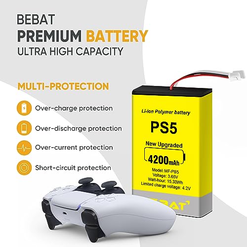 Image of PS5 Controller Battery, High Capacity 4200mAh LIP1708 Li-ion Replacement Battery for PS5 Controller CFI-ZCT1 W B U Replace PS5 Battery with Tool Kits