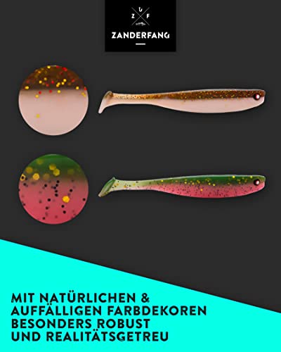 Foto von Zanderfang Glasaugen Gummifisch Set 9 cm – 30 Gummiköder in 6 Farben – Softbaits mit Fischaroma für Zander, Barsch, Hecht – Kunstköder Angelköder zum Dropshotten & Jiggen