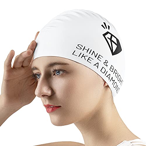 COPOZZ Badekappe für Damen, bequeme Silikon-Badekappen/Badekappe für lange und kurze Haare (Diamant) Cover