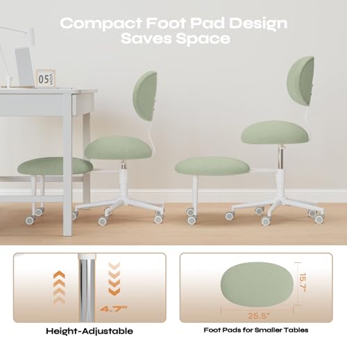 Image of Pinmoco Ergonomic Cross Legged Office Chair with Wheels, ADHD Chair for Adults, Meditation Chair, Yoga Office Chair, Comfortable Back Support, Height Adjustable,Small Spaces, Teddy Fabric, Green