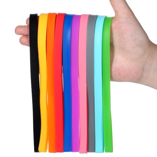 Rubber Bands Silicone, 12 Inch Large Elastic Bands Trash Can Band Colorful Elastic Rubbers Wrapping Band for Notebook Books Cooking Wraps Boxes Office Supplies, 10 PCS