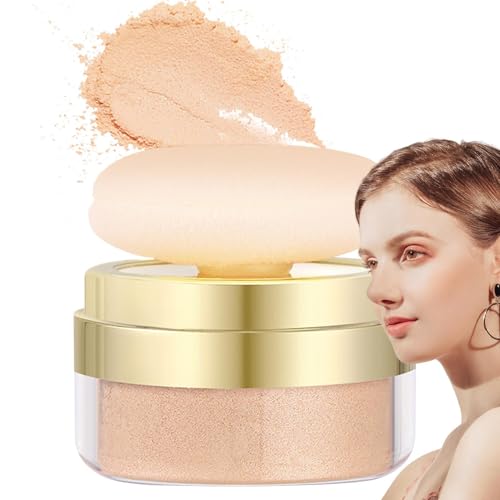 Tuxuseo Polvo suelto, cosmético de acabado resistente al agua, polvo de fijación de larga duración para pieles grasas, mujeres y niñas, para difuminar impurezas, perfecto para citas y reuniones