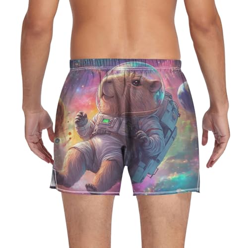 Capybara Galaxy Colorful Men's Cotton Boxer Shorts Pajama Bottoms Underwear Sleep Shorts with Button Fly2