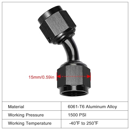 Image of EVIL ENERGY 4AN Female to 4AN Female 45 Degree Swivel Coupler Union Fitting Adapter Aluminum Black