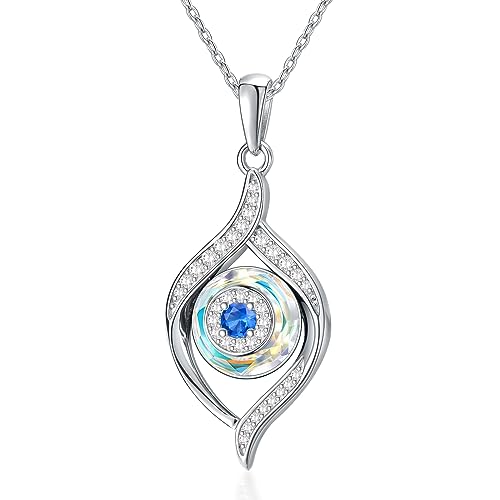 VONALA Collar con colgante de mal de ojo de plata de ley azul/azul volcánico/morado/mal de ojo para mujer, collar de ojos azules, amuleto de la suerte, regalo de joyería Ojo Turco para mujeres..,