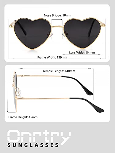 Image of Onrtry Heart Shaped Polarized Sunglasses for Women Vintage Lovely Metal Frame Sun Glasses