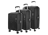 American Tourister 3PC PP Ivy 2.0-8 Wheel, Set (Small + Medium + Large) Hard Suitcase for Travel/Travel Bag with Combination Lock & Smooth Sliding Double Wheel - Black, 55 Cm, 68 Cm, 79 Cm