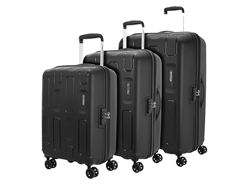 Image of American Tourister 3PC PP Ivy 2.0-8 Wheel, Set (Small + Medium + Large) Hard Suitcase for Travel /Travel Bag with Combination Lock & Smooth Sliding Double Wheel - Black, 55 Cm, 68 Cm, 79 Cm