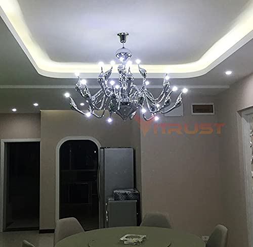 Elegante lampadario a LED a Forma di Cigno Color Argento - Stile Art Déco a 6 Candele, Compatibile con lampadine G4, Perfetto per Ambienti Moderni e Loft, Illuminazione d'arredo di