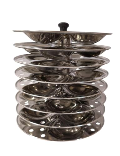 Image of Heavy Duty (2.2 KG) | Stainless Steel Idli Maker | Idli Maker Big Size | 8 Plates | 32 Idlis at a time + 1 mini idli plate free (Gas Stove Compatible)