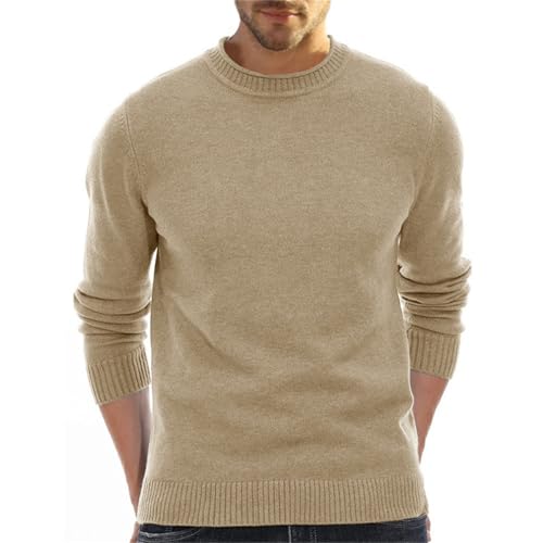 QZH.DUAO Men's Crewneck Sweater Soft Casual Ribbed Edge Pullover Sweaters