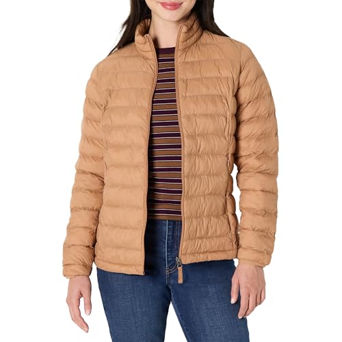 Amazon Essentials Women's Lightweight Long-Sleeve Water-Resistant Packable Puffer Jacket (Available in Plus Size), Light Brown, XX-Large