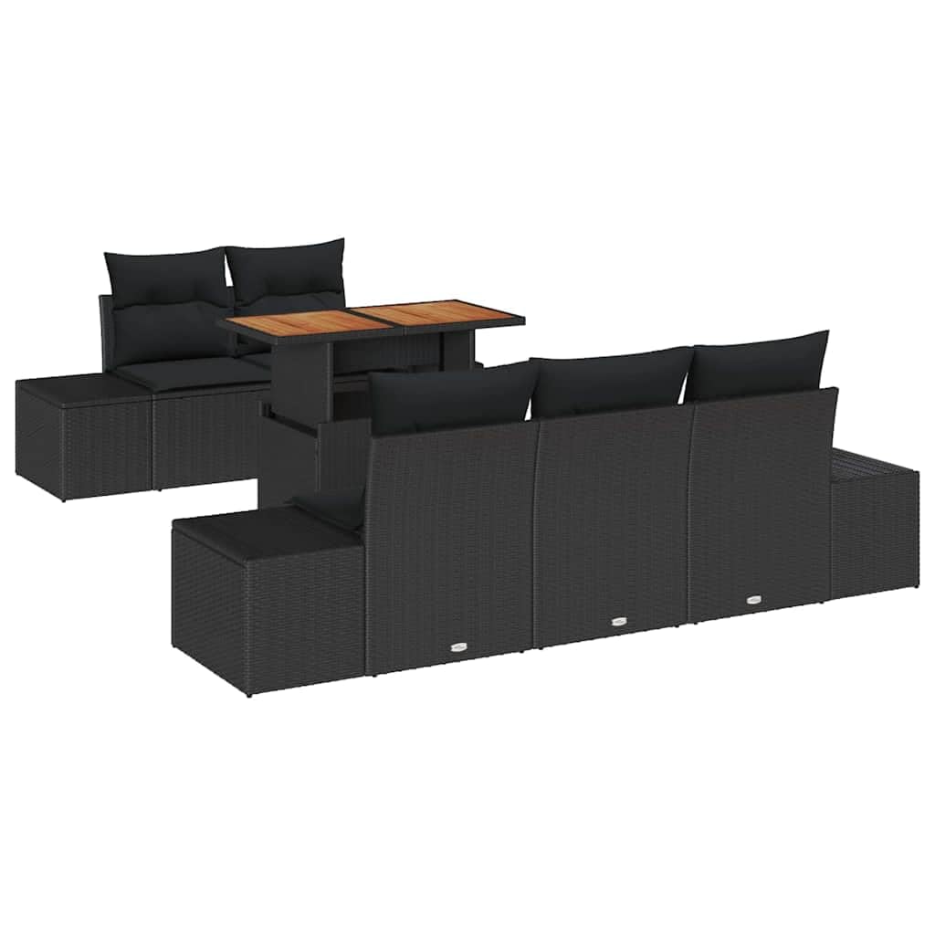 Juego de muebles de jardín de polirratán de 6 piezas, juego de
