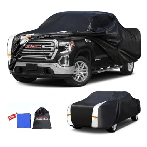 Image of GMC Sierra 1500HD Truck Cover Custom Fit 2002-2018 Regular Cab Long Bed(8.15') with Door Zipper, 10 Layers Outdoor Heavy Pickup Truck Cover Waterproof All Weather, Wind Dust Sun Protector.
