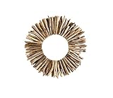 OMA Driftwood Mirror Sunburst Round Wall Mirror Recycled Natural Hand Crafted Driftwood Home Wall...