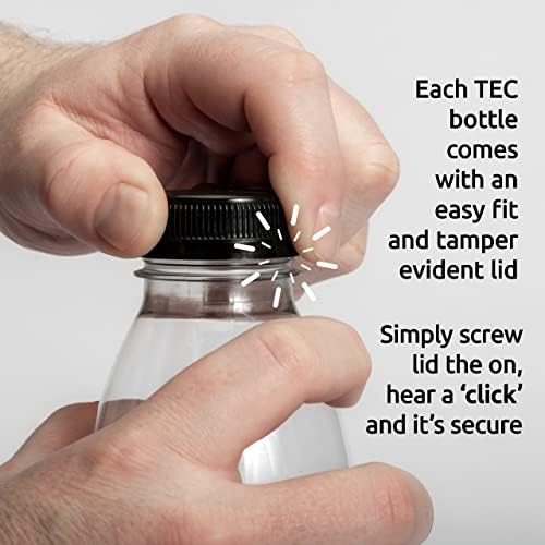 TEC Juice Bottles 250ml with Lids Empty Clear Round PET Plastic Small Mini Drink Containers Reusable for Fridge Suitable for Kids Adults Water Milk Lunchboxes Juicing Pack Multipack in Bulk Packs (9)