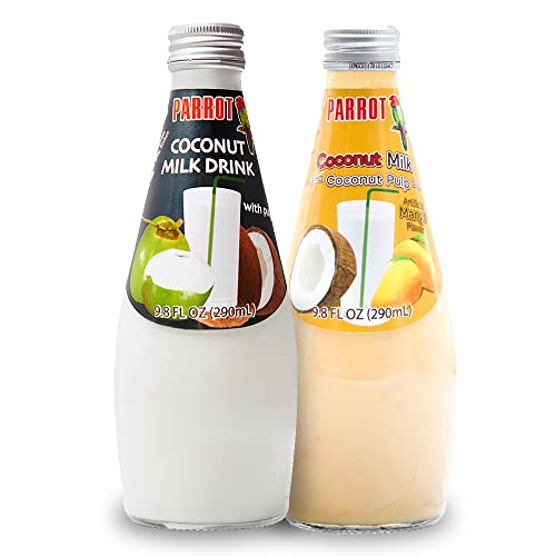 Parrot Coconut Milk Drink Original and Mango with Pulp 290ml (Total Pack of 24)