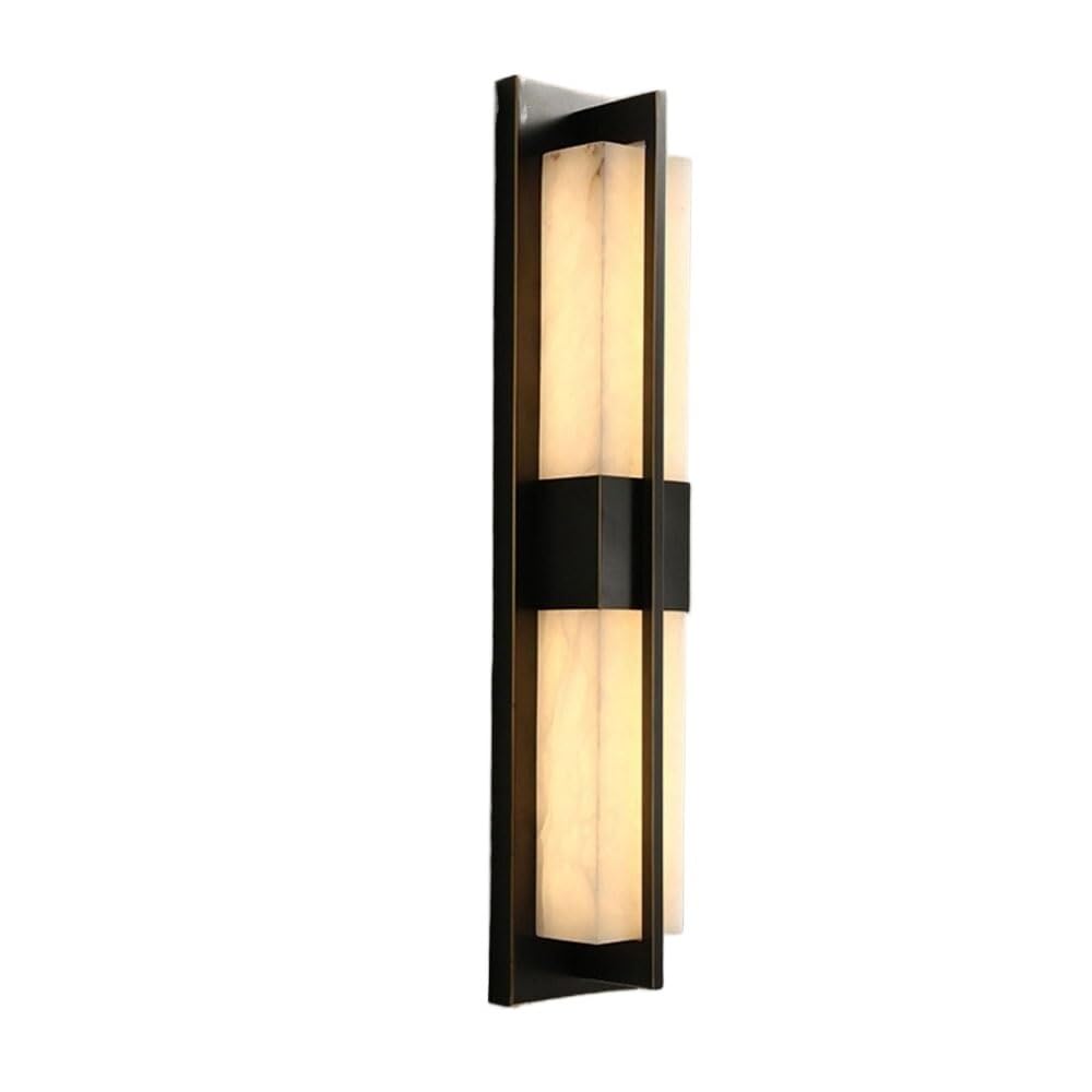 HPTHLY Creative Bedroom Marble Wall Lamp Fixture Minimalist Design Art Wall Lights Post Brass Wall Sconces For Living Room (Oilrubbed Bronze)