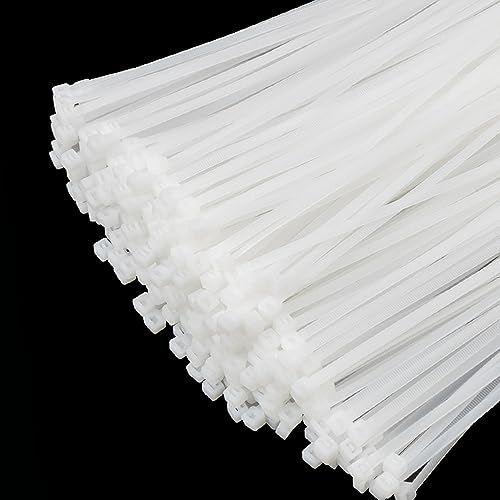 XINGO 1000 pièces Colliers de Serrage professionnelles, Blanc-300mm x 4.8mm, Autobloquant, Attache Câble Résistant aux UV, Idéale pour l'intérieur et...