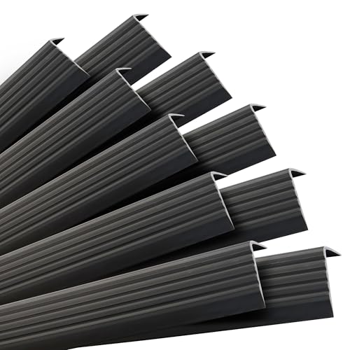 Quest - 10 profili per bordi delle scale, autoadesivi, 40 x 25 mm, antiscivolo, in plastica PVC, 100 cm, colore nero