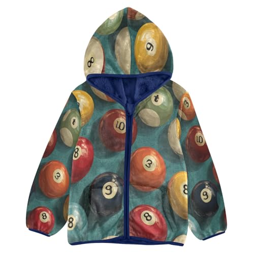Billiard Balls Pattern Print Design Toddler Fleece Jacket Girl Boys Hooded Fleece Jacket Coat Warm