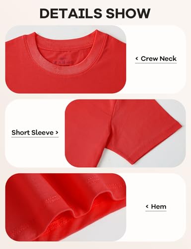 Image of Gihuo 5 Pack Girls T-Shirts Short Sleeve Shirt for Girls Cotton Tees Kids Tshirts Clothes Summer Tops