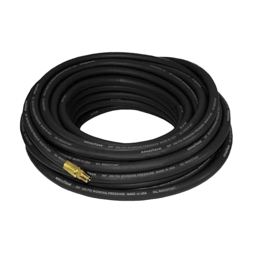 Goodyear 30 ft x 3/8 Black Rubber Air Hose 250 PSI - Made in USA