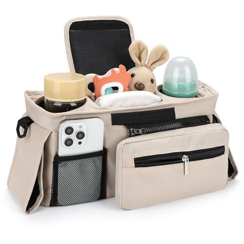 image for Accmor Universal Stroller Organizer with Insulated Cup Holder Detachab