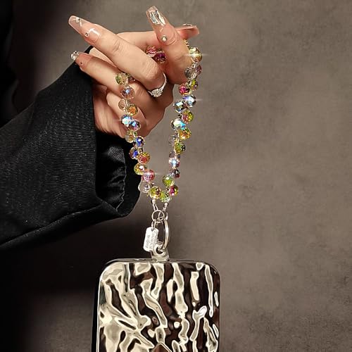 Glänzend Kristall Handykette Perlen Handyband Schlüsselband Kurz Kristalle Handyketten Schlüsselanhänger Armband Handschlaufe Handys Band für Handyhülle Phone Strap Phone Lanyard Keychain Bag Charms
