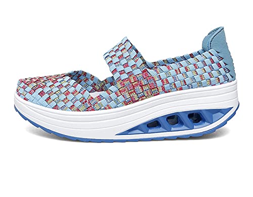 Women's Platform Wedge Sandals Slip on Woven Pumps Mary Jane Shoes Comfortable Walking Shoes2