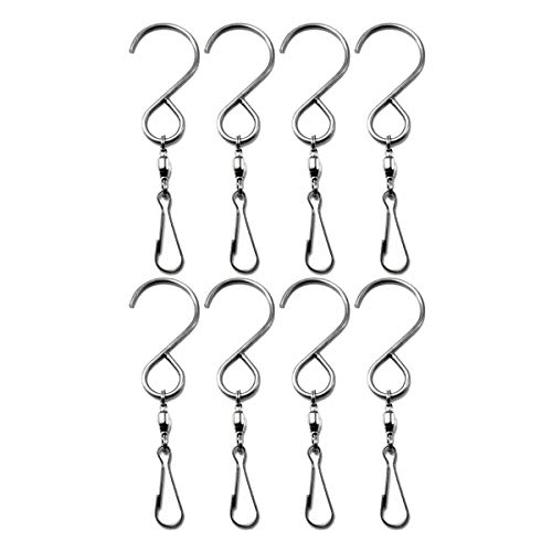 Monland 10 Pack Swivel Hooks Clips, S Hooks Smooth Spinning, for Hanging Wind Spinners Wind Chimes Crystal Twisters Party Supply Rotating Display