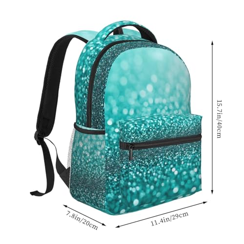 Backpack Extra Large Book Bags Anti-Theft Rucksack for College, Multipurpose Teal Turquoise Green Glitter Sparkle texture Laptop Backpack2