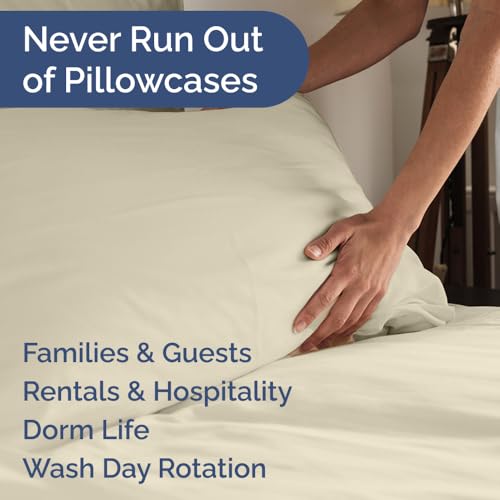 Standard Pillow Cases Set of 10 - Ultra Soft Hotel Quality Pillowcase Covers - Comfy, Cozy & Wrinkle Free - Shrink, Stain and Fade Resistant - Machine Washable Pillow Protectors - 10 Pcs Set - Cream - Image 6