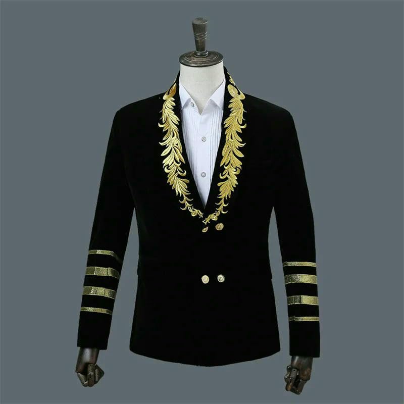 Veste blazer de performance homme en velours brodé chic de soirée