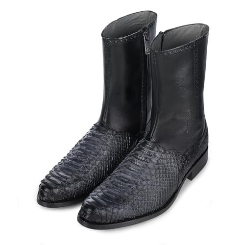 FRANCO CUADRA Men's Boot in Genuine Python Leather Black Gray 827PBTS 7