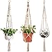 3Pcs Planta Percha Maceta Colgantes Titular,Cesta Colgante de Maceta,Macramé Suspensión de Plantas,Titular de la Maceta Cuerda de Algodon,Macetas Planta Suspensión Interior Jardín Hogar Decoracion