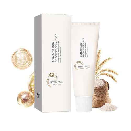 Crema Solar Facial SPF 50+ para Pieles Sensibles - con Extracto de Arroz y Probióticos | 50 ml | Textura Ligera y No Grasa | Protección UVA/UVB