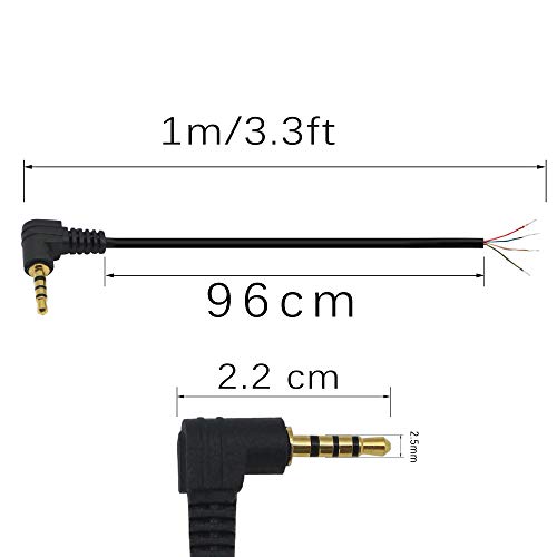 Cable de audio 2.5mm 4 polos macho a cable abierto 3.3 pies miniatura 3