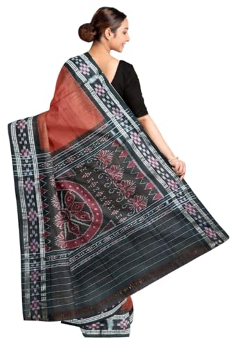 Image of COTTONSILK & KHANDUAPATA Odisha Sambalpuri Handloom Ikat Women Cotton Saree, Odisha Handloom Handmade Pure Cotton Khandua Saree, Ikkat Orissa Traditional Handloom Saree Without Blouse 430