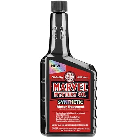 Marvel Mystery Oil 53835 Synthetic Motor Treatment- Removes & Prevents Sludge Build Up and Leaks, Reduces Wear and Tear, Increases Life of Engine, Extends Oil Change Intervals, 16 oz. Cover