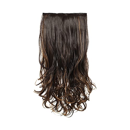 Image of KIS Synthetic Wavy Hair Extensions with 4 Clip-in for Women, Highlight Gold | 19 Inches, Natural, Soft Heat Resistant Hair, Thick Washable Reusable, Artificial Hair Clip on Extension for Bridal, Wedding