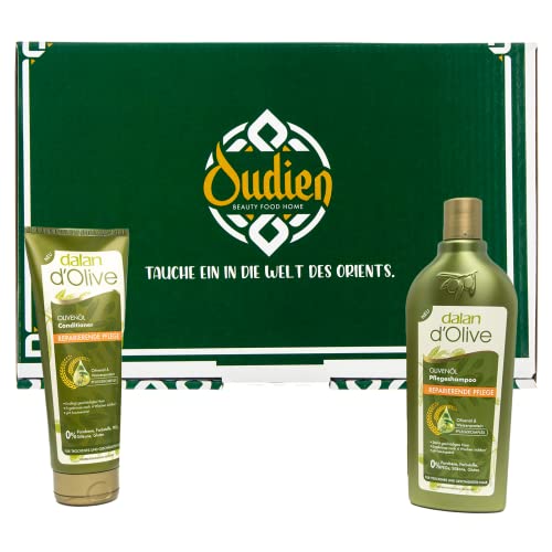 OUDIEN Dalan d´Olive Set reparierendes Olivenöl Pflegeshampoo und Conditioner für kaputtes Haar, pH-Neutral ohne Parabene und Silikone Cover