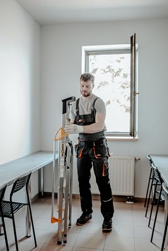 DRABEST Leiter PRO Serie Alu Klaptritt 4 Stufen Klappbare Leiter mit Sicherheits Handläufen bis 150 kg belastbar