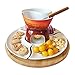 Lwieui Zestaw do fondue serowego fondue, miska na przekąski, do czekolady, fondue, serowego lub masła fondue (kolor: brązowy, wymiary: 15 x 14 cm)