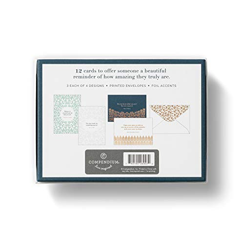 Image of Compendium Believe Boxed Note Card Set: Cards to Encourage & Inspire - 12 blank cards (3 each of 4 designs) with printed envelopes