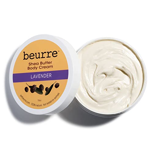 Beurre Shea Butter Body Cream - Fair Trade Shea Butter With Moisturizing Oils For All Skin Types - Vegan Skin Care - Light, Non-Greasy - Reviving, Soothing, Hydrating, Non-Toxic - Lavender 7.8 Oz #TOP1