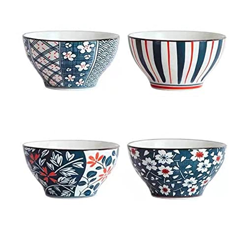 Image of Porcelain Japanese Style Ceramic Bowls Set with Gift Box, for Cereal, Salad, Soup, Pho, Ramen, Dessert, Rice, Noodle, Pasta Bowl Set - Microwave Safe, Stackable (Pack of 4)