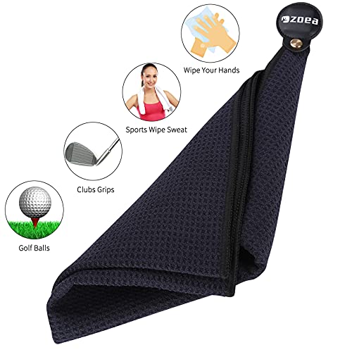 Zoea Magnetic Towel, Magnetic Clip For Golf Towel, Microfiber Fabric Waffle Pattern Towels Industrial Strength Magnet For Strong Hold To Golf Carts Or Clubs (1, Black) #TOP4
