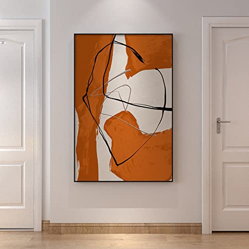 Peinture à l'huile luxueuse texture orange abstraite faite main